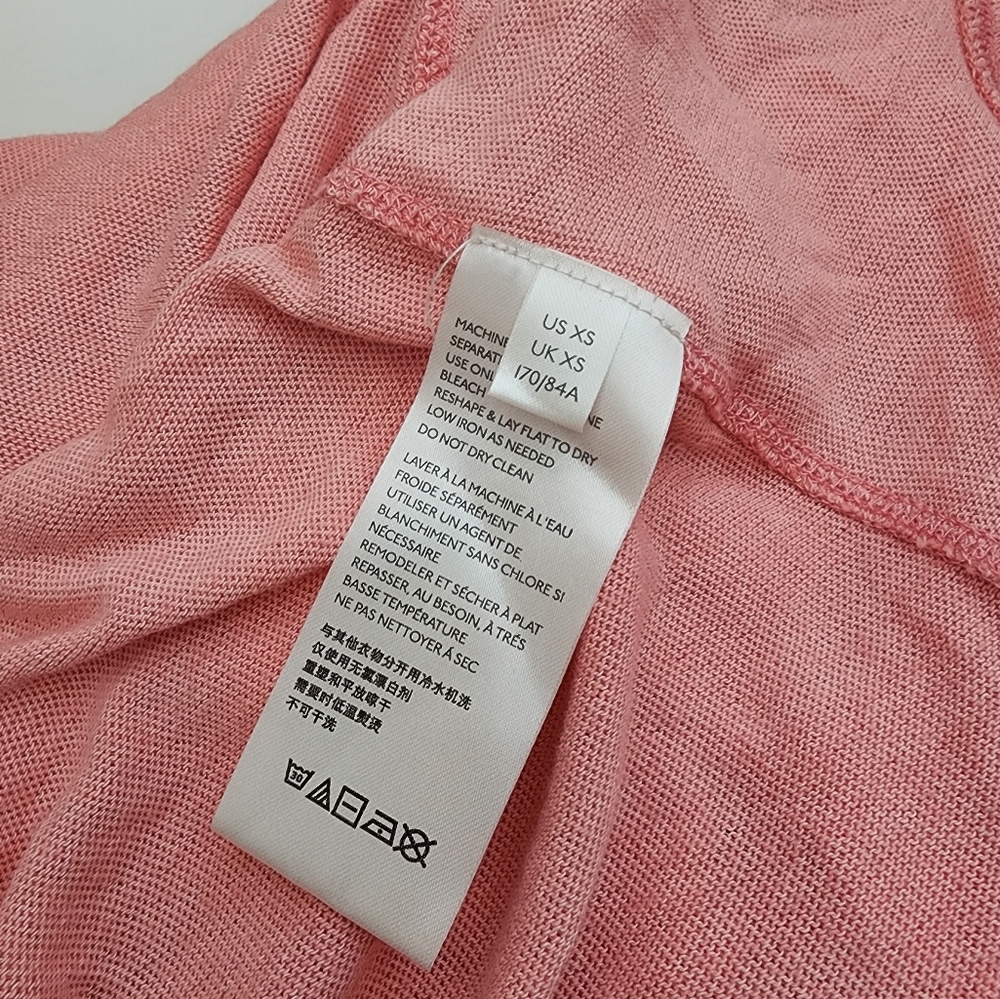 Free People 100% Cotton Studded Henley V Neck Top,Peach/Pink color, XS, NWT - Picture 10 of 13